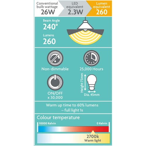 Morrisons LED Candle 26W 260 Lumens 2.3W Bc Light Bulb