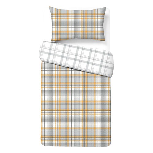 Nutmeg Home Easy Care Ochre Check Duvet Set Single