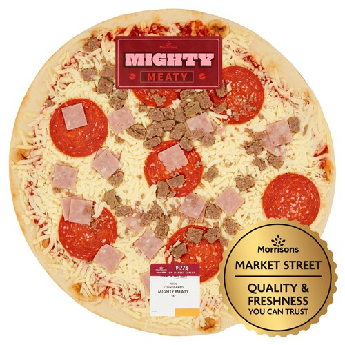 Market Street Mighty Meaty Thin Stonebaked 14 Pizza