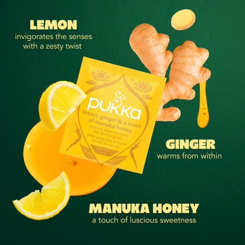 Pukka Organic Lemon Ginger & Manuka Honey 20 Immunity Herbal Tea Bags