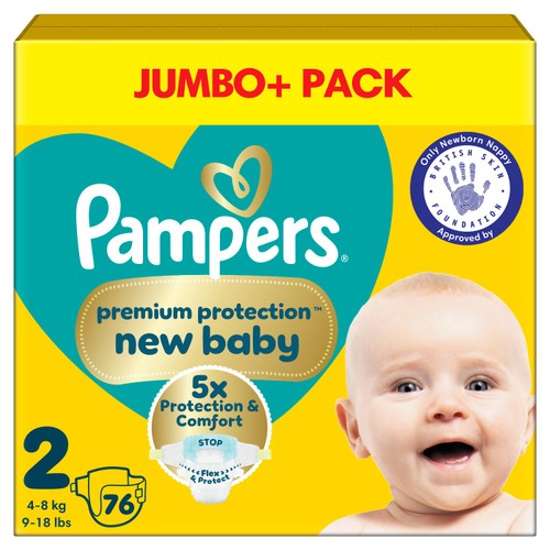 Pampers Premium Protection New Baby Size 2 76 Nappies Jumbo+ Pack