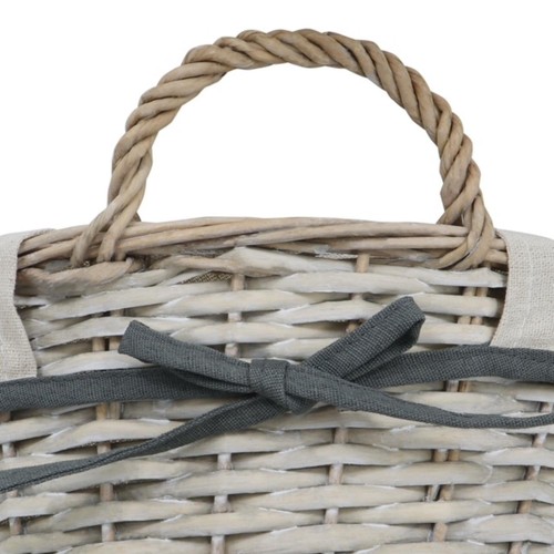 JVL Arianna Round Willow Storage Basket Antique Wash