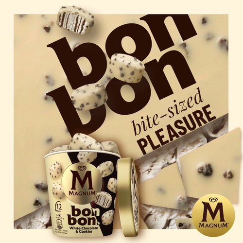 Magnum Bonbon White Chocolate & Cookies Ice Cream Frozen Snack   12 pack