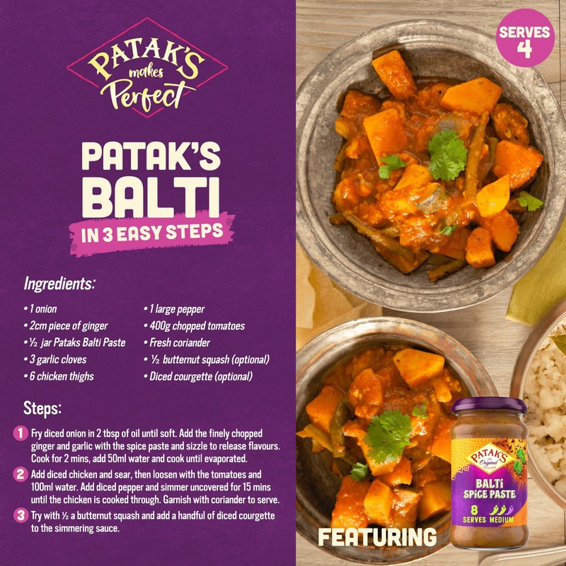 Patak's Balti Indian Medium Spice Paste 283g - Morrisons Online ...