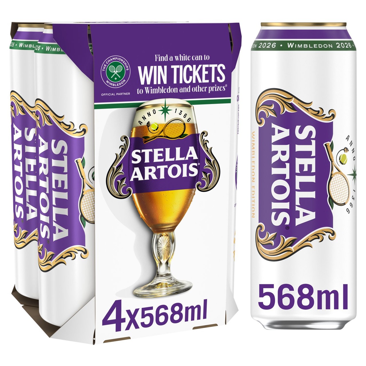Stella Artois Premium Lager Beer Cans 4x568