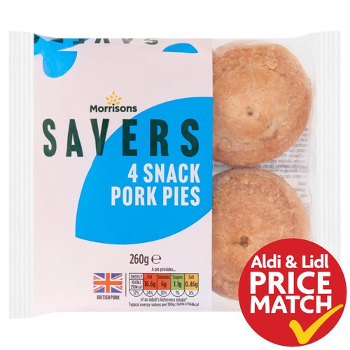 Morrisons Savers 4 Snack Pork Pies