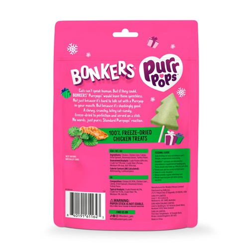 Bonkers Limited Edition Purrpops Lovey Licks Flavor Cat Treats    5 pack