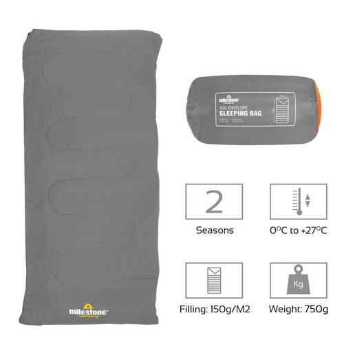 Milestone Envelope Sleeping Bag Single 2 Seasons