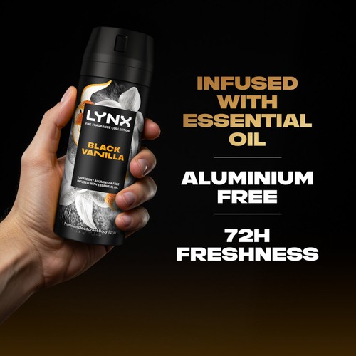 Lynx Fine Fragrance Collection Deodorant Bodyspray Black Vanilla 150ml