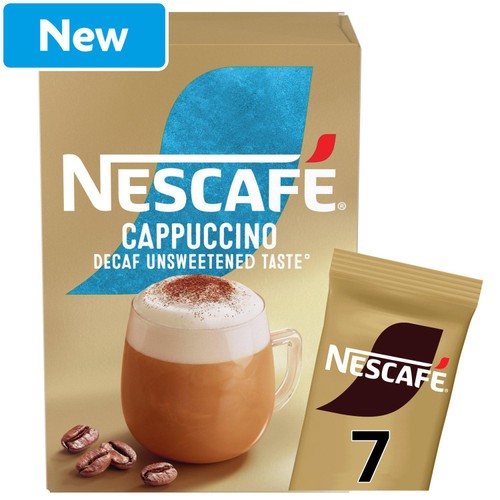 Nescafe Cappuccino Decaf Unsweetened Instant Coffee 7 Sachets 