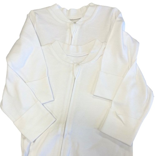 Nutmeg 0-1 Month Newborn White Double Zipped Baby Sleepsuits 2 Pack 
