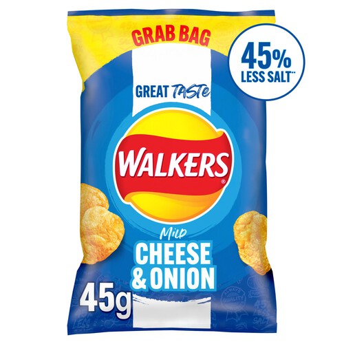 Walkers Less Salt Mild Cheese & Onion Crisps