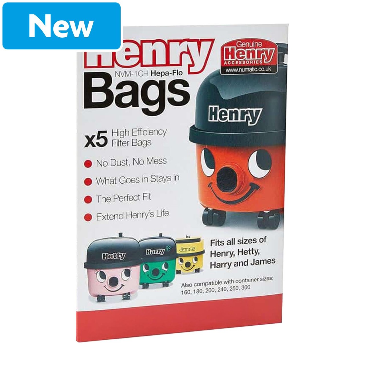 Henry Bags Numatic Dust Bags NVM-1CH - 5 Pack