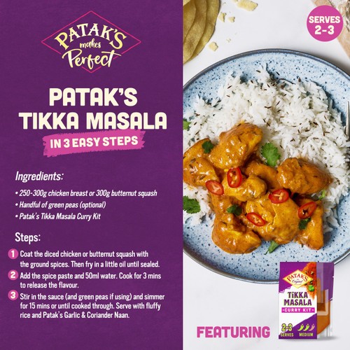 Patak's Tikka Masala Indian Curry Sauce Meal Kit 270g