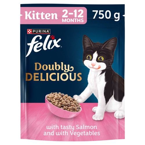 Felix Doubly Delicious Kitten Salmon & Vegetables Dry Cat Food 750g