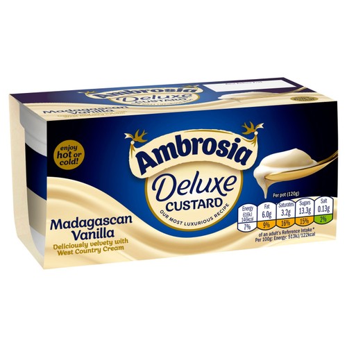 Ambrosia Deluxe Madagascan Vanilla Custard Dessert Snack Pots 2 x 120g