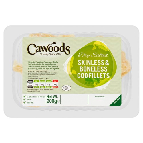 Cawoods Skinless & Boneless Cod Fillets 200G