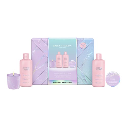 Baylis & Harding Jojoba Vanilla & Almond Oil Gift Wrapped Candle Set