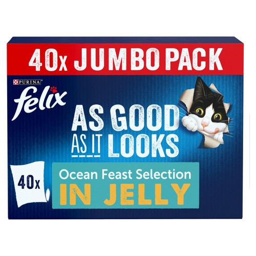 FELIX As Good As it Looks Ocean Feasts in Jelly Wet Cat Food 40x85g