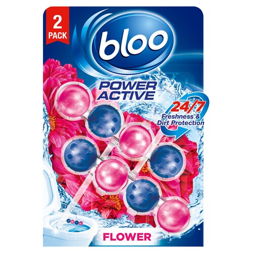 Bloo Power Active Flowers Twin Toilet Rim Block