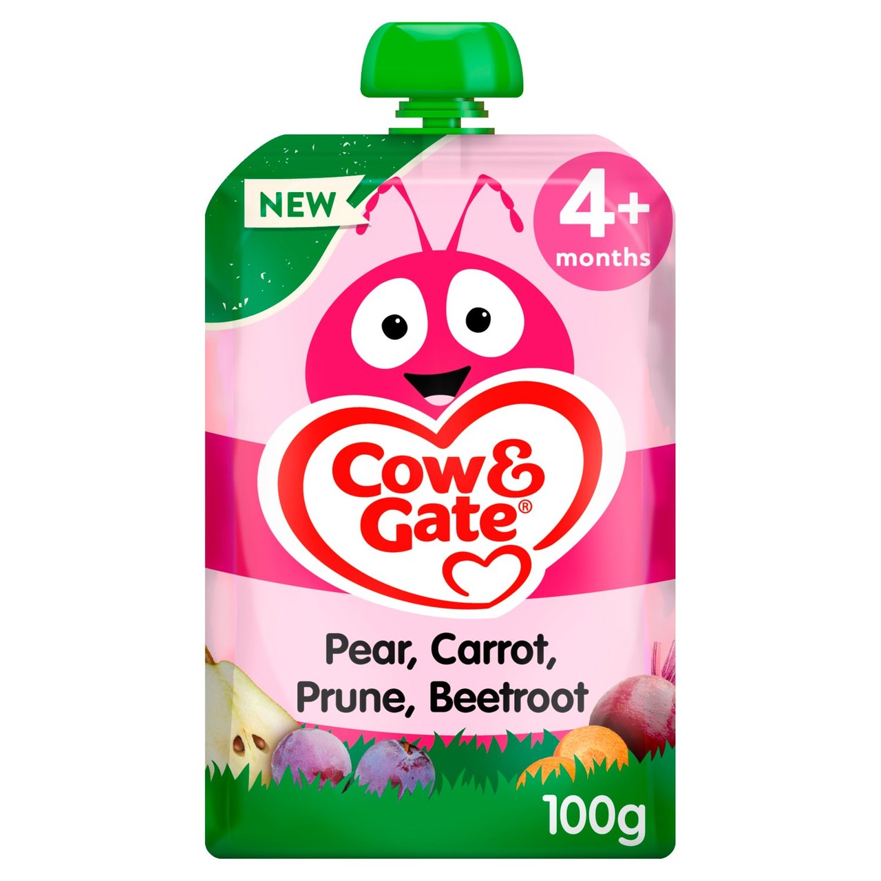 Cow & Gate Fruit Pouch Pear Carrot Prune Beetroot Baby Food 4+ Months 100g