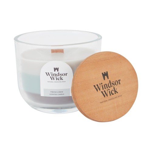 Home Style Windsor Wick Cracking Wooden Wick Mini Candle Fresh Linen