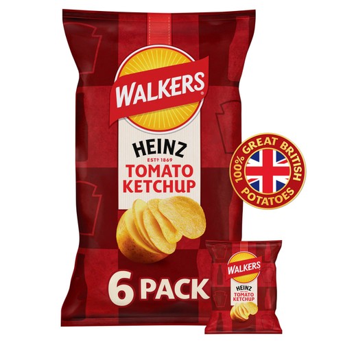 Walkers Heinz Tomato Ketchup Multipack Crisps 6 x 25g