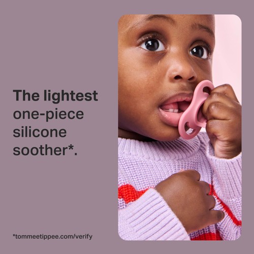 Tommee Tippee Ultra-light StayPut Soother, 0-6m, 2 Pack, BPA-free Silicone