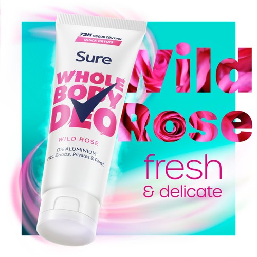 Sure Women Wild Rose Whole Body Deodorant Cream 72h Odour Control   75ml