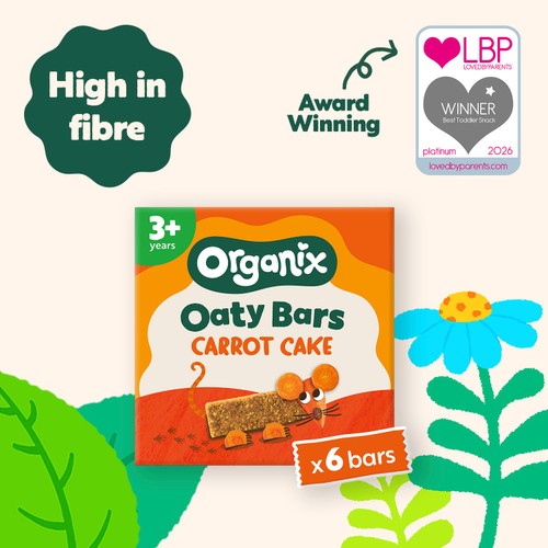Organix Carrot Cake Oaty Bars Organic Toddler Snacks Multipack 6x23g