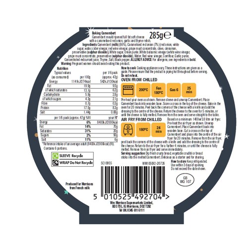 Morrisons The Best Camembert With Caramelised Onion Garlic Thyme 285g