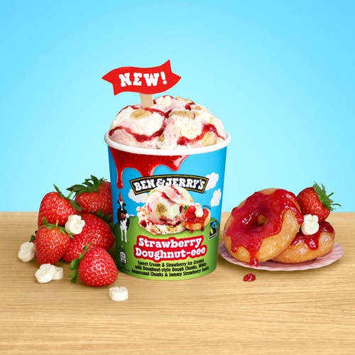 Ben & Jerry's Strawberry Doughnut-eee Ice Cream Tub 465ml