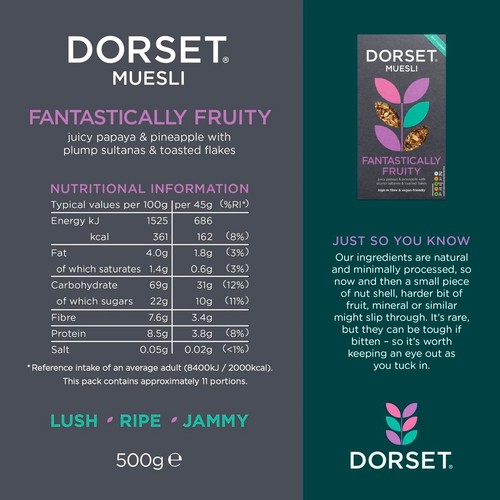 Dorset Fantastically Fruity Muesli Breakfast Cereal 500g