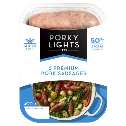 Porky Lights Low Fat Sausages 6 Pack