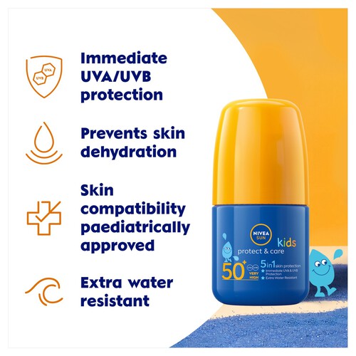 NIVEA SUN Kids Protect & Care Sun Cream Roll-On SPF50+ 