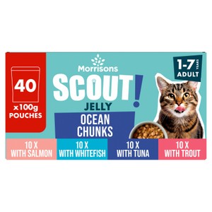 Morrisons Scout Ocean Chunks In Jelly Adult Cat Food 40 x 100g