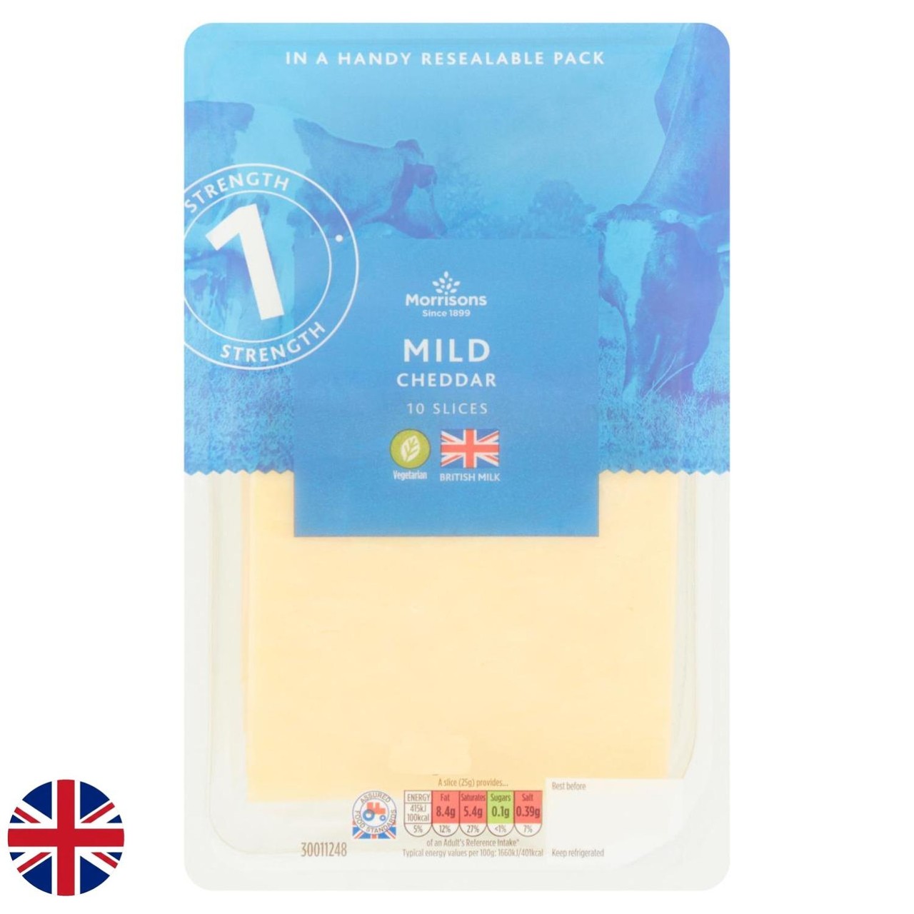 Morrisons British Mild Cheddar Slices 240g