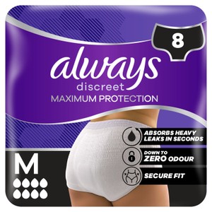 Always Discreet Maximum Protection Incontinence Pants L UK16-24 8 Pack