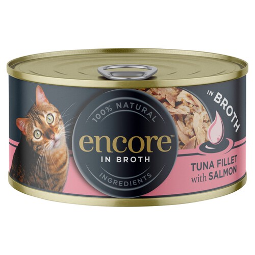 Encore Cat Tin Tuna Fillet With Salmon In Broth 