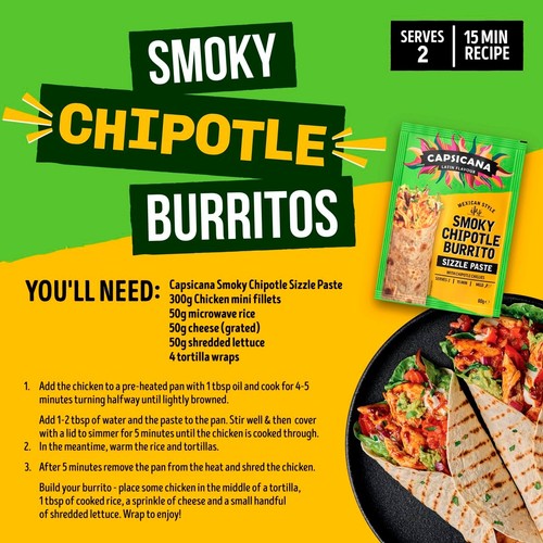 Capsicana Mexican Burrito Tomato & Chipotle Mild Spice Paste 60g