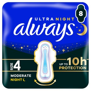 Always Ultra Secure Night Wings 8pk - Size 4