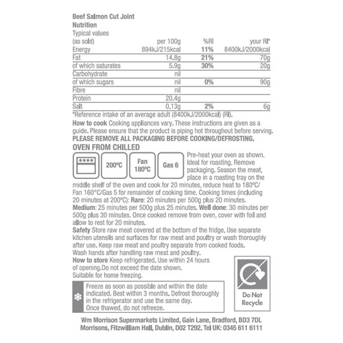 Morrisons British Beef Salmon Joint Medium 1kg