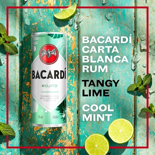 Bacardi Mojito Premix Rum Cocktail Can   250ml