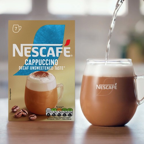 Nescafe Cappuccino Decaf Unsweetened Instant Coffee 7 Sachets 