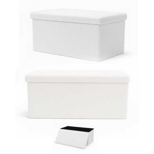 Keplin Folding Teddy Storage Ottoman White