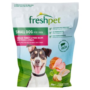 Small Dog Grilled Turkey & Pork Recipe with Potato & Spinach Fresh Dog Food 400g Bag