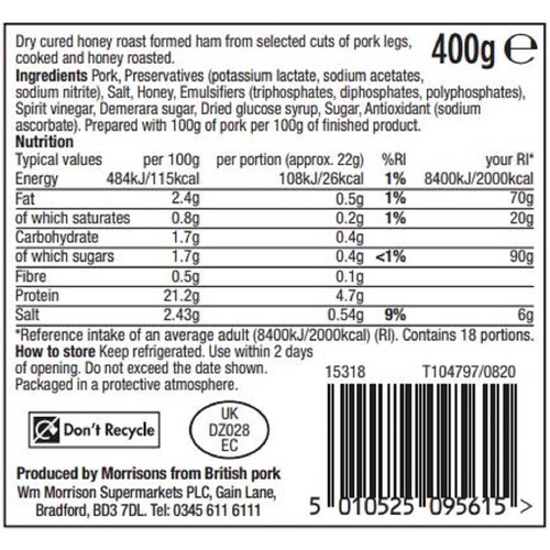 Morrisons British Honey Roast Ham 16 Slices