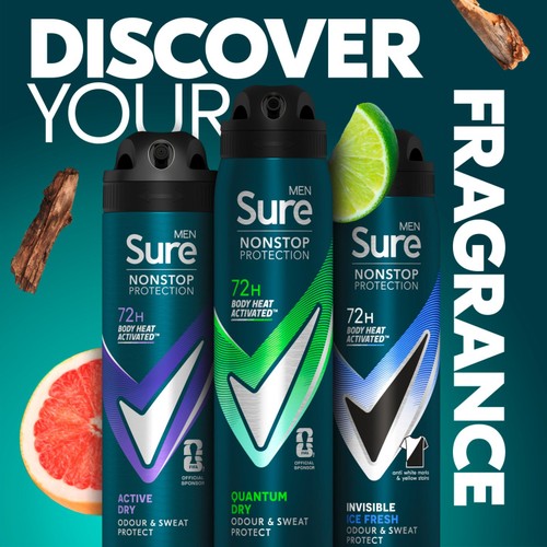 Sure For Men Quantum Dry Anti Perspirant Nonstop Deodorant 250ml