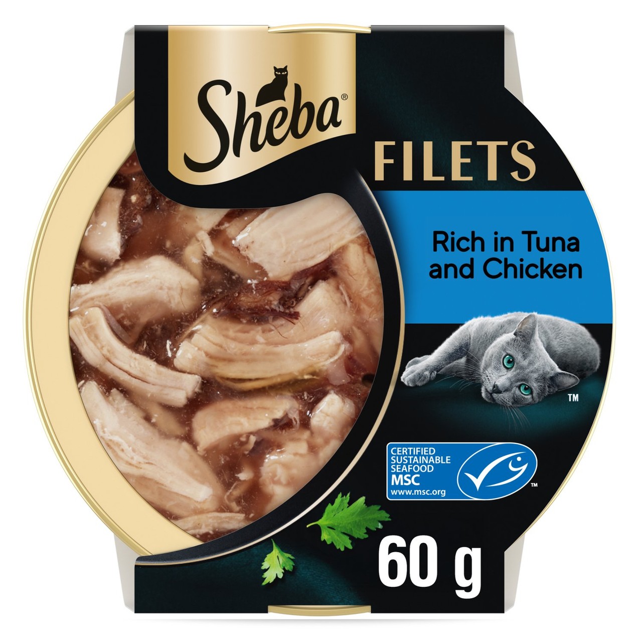 Sheba Fillets Wet Cat Food Tray Chicken And Tuna In Gravy 60g