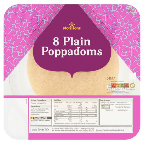 Morrisons Poppadoms Plain 